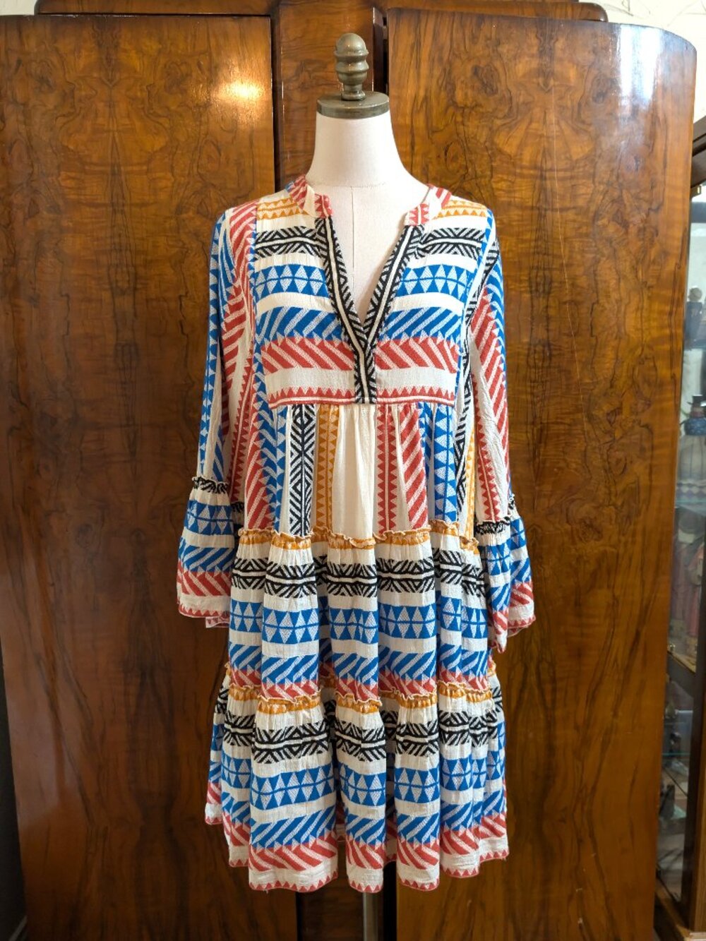 Devotion Twins Ella Tunic Dress M Embroidered Cotton Boho Knee Length